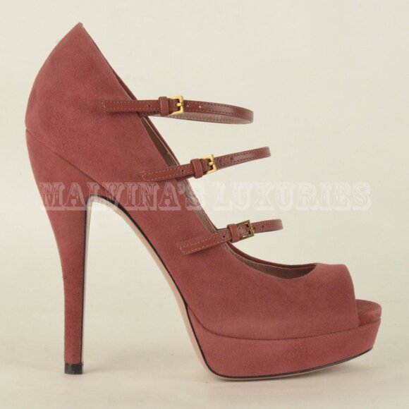 GUCCI SHOES LISBETH HIGH HEEL MARY JANE SUEDE LEATHER PUMPS sz 40 / 10 - Picture 4 of 14